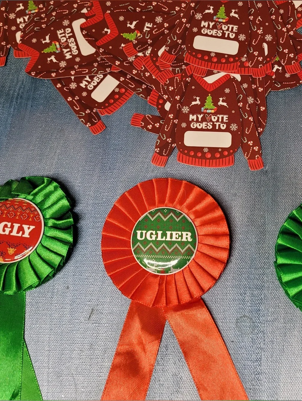 Ugly Christmas Sweater Party Ribbons And Voters Box